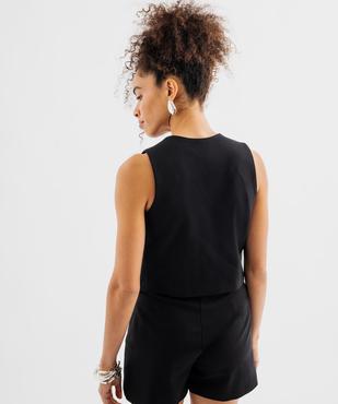 Top court uni col rond femme vue3 - GEMO(FEMME PAP) - GEMO
