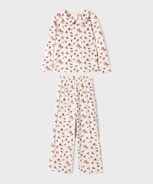 Pyjama en velours fleuri à col Claudine fille - LuluCastagnette  vue1 - LULU CASTAGNETTE G4G D - GEMO