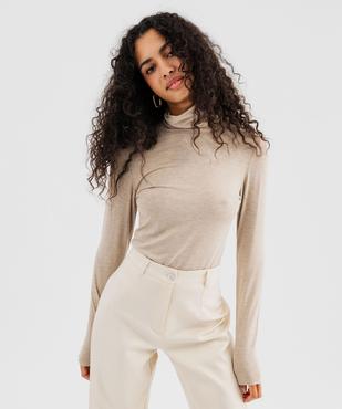 Tee-shirt manches longues à col roulé femme vue2 - GEMO(FEMME PAP) - GEMO