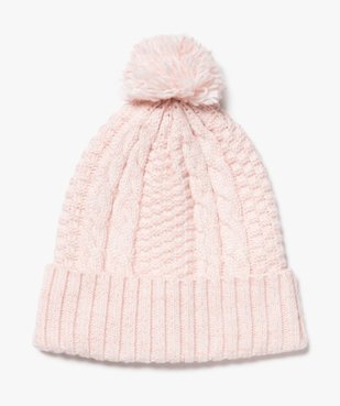 Bonnet torsadé à pompon fille vue1 - GEMO 4G FILLE - GEMO