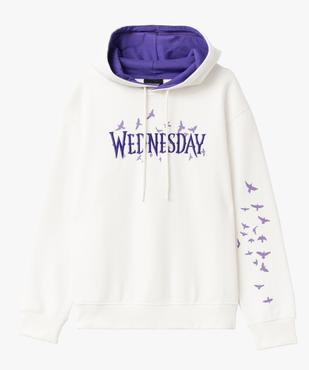 Sweat à capuche molletonné avec motifs et broderie femme - Wednesday vue4 - WEDNESDAY - GEMO