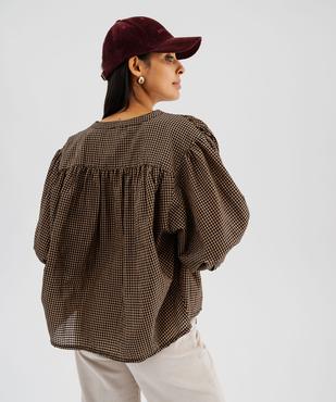 Blouse ample à manches 3/4 à carreaux femme vue3 - GEMO(FEMME PAP) - GEMO