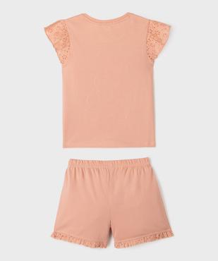 Pyjashort 2 pièces à broderie anglaise fille - LuluCastagnette vue4 - LULU CASTAGNETTE GEMO FOR GOOD - GEMO