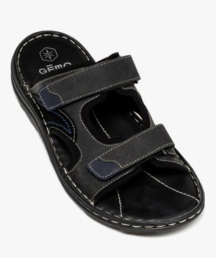 Mules homme dessus en cuir à larges brides à scratch vue5 - GEMO (CASUAL) - GEMO