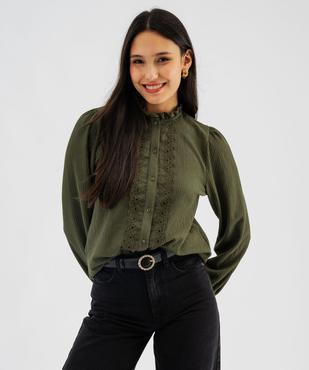Chemise manches longues en maille texturée et dentelle femme vue1 - GEMO(FEMME PAP) - GEMO