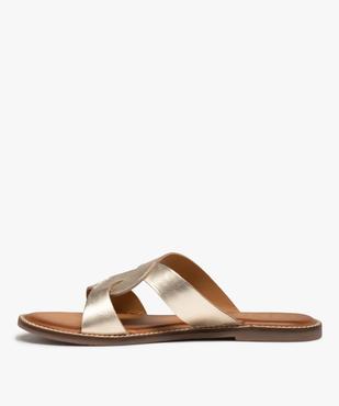 Mules femme à talon plat et larges brides en cuir - Taneo vue3 - TANEO - GEMO