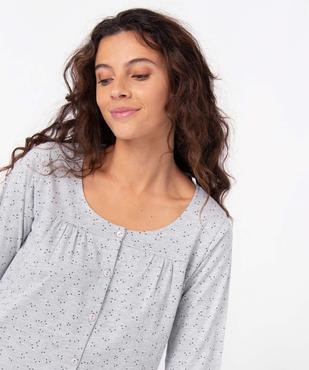Chemise de nuit femme à manches longues boutonnée sur l’avant vue2 - GEMO(HOMWR FEM) - GEMO