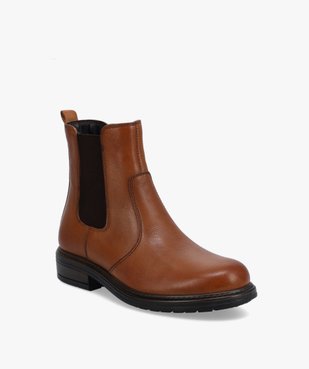 Boots fille style Chelsea unies dessus cuir - Tanéo vue2 - TANEO - GEMO