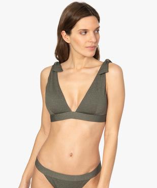 Haut de maillot de bain femme pailleté forme triangle vue1 - GEMO (PLAGE) - GEMO