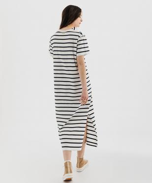 Robe tee-shirt longue à manches courtes rayé femme - LuluCastagnette vue3 - LULU CASTAGNETTE GEMO FOR GOOD - GEMO