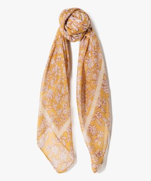 Foulard carré en voile fleuri femme vue1 - GEMO 4G FEMME - GEMO