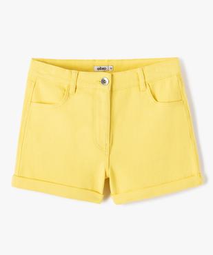 Short en denim avec revers cousus fille vue1 - GEMO (JUNIOR) - GEMO