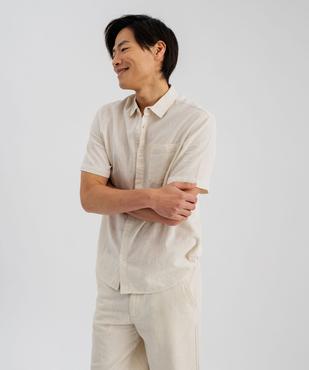 Chemise à manches courtes en lin et coton coupe regular homme vue1 - GEMO 4G HOMME - GEMO