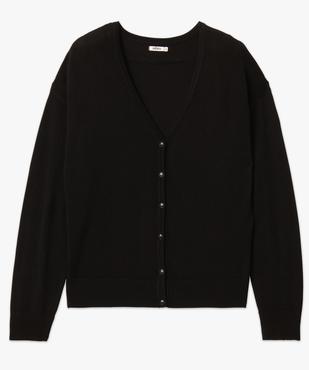 Gilet à col V en maille fine et boutons fantaisie femme vue4 - GEMO 4G FEMME - GEMO