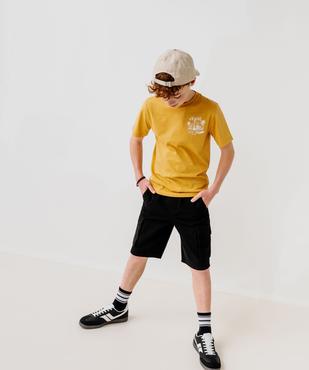 Tee-shirt manches courtes en coton imprimé devant et dos garçon vue9 - GEMO 4G GARCON - GEMO