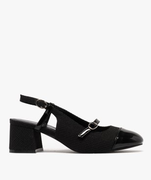 Escarpins sling-back en textile pailleté et vernis femme vue2 - FOLLOW ME - GEMO