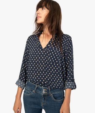 Blouse femme fluide à motifs et col v à boutons vue1 - GEMO(FEMME PAP) - GEMO
