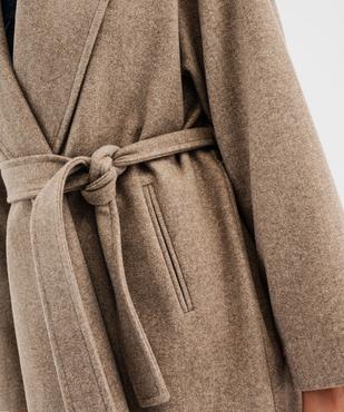 Manteau long croisé avec ceinture à nouer femme vue2 - GEMO 4G FEMME - GEMO