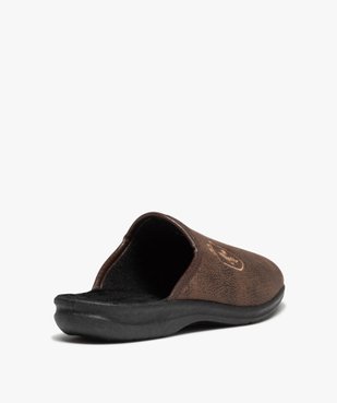 Chaussons mules dessus cuir imitation avec fleur de lys homme vue4 - G'FLEX - GEMO