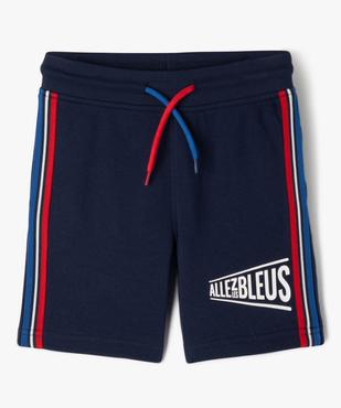 Short en maille avec bandes tricolores garçon - Allez les bleus vue1 - ALLEZ LES BLEUS - GEMO