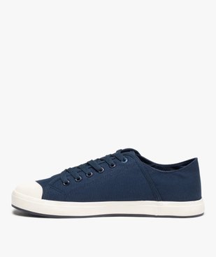Baskets homme en toile unie à lacets et bout renforcé  vue3 - GEMO 4G HOMME - GEMO