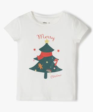 Tee-shirt fille à manches courtes avec motif Noël vue1 - GEMO (ENFANT) - GEMO