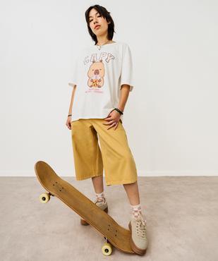 Tee-shirt manches courtes oversize imprimé fille - Capyfun vue5 - CAPYFUN - GEMO