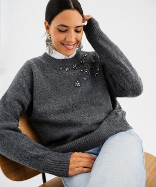 Pull col rond strass femme vue2 - GEMO(FEMME PAP) - GEMO