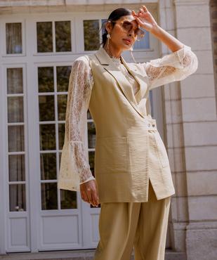 Blazer sans  manches à patte pressionnée femme vue1 - GEMO(FEMME PAP) - GEMO