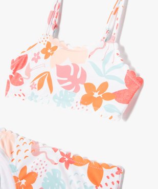 Maillot de bain fille 2 pièces à finitions dentelées et motifs exotiques vue2 - GEMO (ENFANT) - GEMO