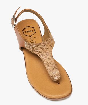 Sandales femme plates à entre-doigts en cuir - Taneo vue5 - TANEO - GEMO