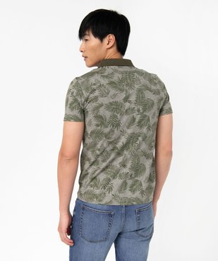 Polo manches courtes à fines rayures et motif feuillage homme  vue3 - GEMO (HOMME) - GEMO