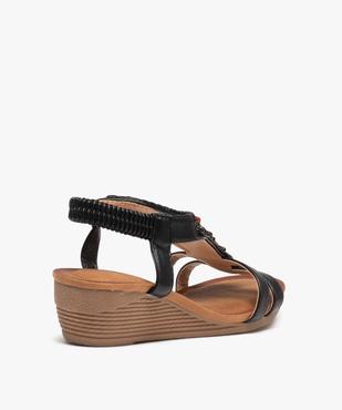Sandales femme à petit talon compensé dessus en perles vue4 - SANS MARQUE - GEMO