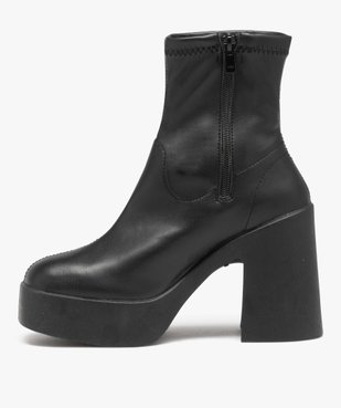 Boots femme unies à semelle plateforme et talon flare vue3 - GEMO(URBAIN) - GEMO