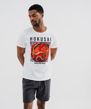 Pyjashort bicolore avec motif dragon homme - Hokusai vue1 - HOKUSAI - GEMO