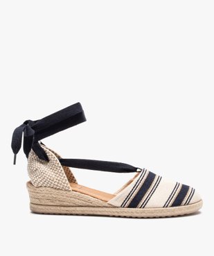 Espadrilles femme à petit talon et lacet ruban vue1 - GEMO (CASUAL) - GEMO