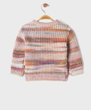 Pull en grosse maille multicolore douillette bébé fille vue3 - GEMO(BEBE DEBT) - GEMO