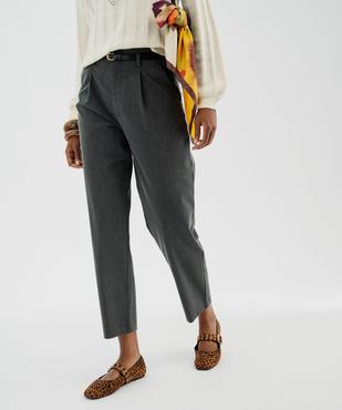 Pantalon tailleur coupe mom avec fine ceinture femme vue1 - GEMO(FEMME PAP) - GEMO