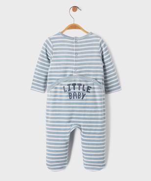 Pyjama en velours rayé bébé garçon vue3 - GEMO 4G BEBE - GEMO