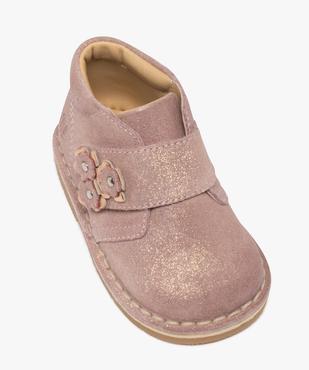 Chaussures premiers pas en cuir suédé à scratch bébé fille vue6 - NA! - GEMO