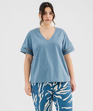 Tee-shirt manches courtes avec détails brodés femme grande taille vue1 - GEMO 4G GT - GEMO