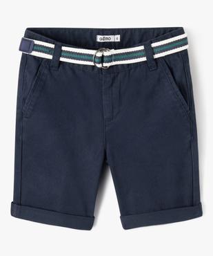 Bermuda en coton avec ceinture tricolore garçon vue1 - GEMO 4G GARCON - GEMO