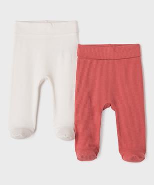 Pantalon à pieds et ceinture élastique en jersey bébé fille (lot de 2) vue1 - GEMO 4G BEBE - GEMO