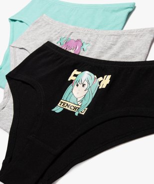 Shorties à motif manga en coton extensible fille (lot de 3) vue2 - GEMO 4G FILLE - GEMO