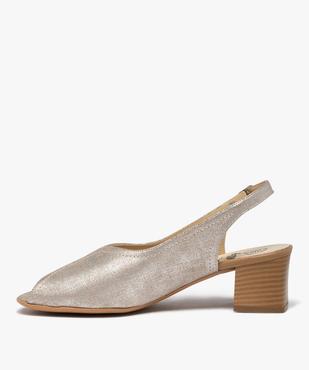 Sandales confort femme à talon dessus toile brillante vue3 - GEMO (CONFORT) - GEMO