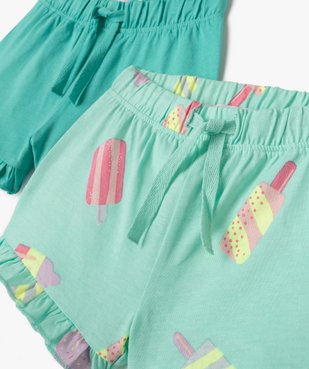 Short en coton avec volants bébé fille (lot de 2) vue2 - GEMO(BEBE DEBT) - GEMO