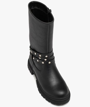Bottes fille unies avec brides à strass et à zip vue5 - GEMO (ENFANT) - GEMO