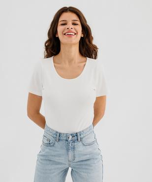 Body à manches courtes en maille côtelée femme vue1 - GEMO 4G FEMME - GEMO