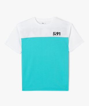 Tee-shirt de sport bicolore à manches courtes garçon vue1 - GEMO (JUNIOR) - GEMO