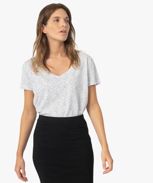 Tee-shirt femme imprimé à manches courtes et col V vue1 - GEMO(FEMME PAP) - GEMO